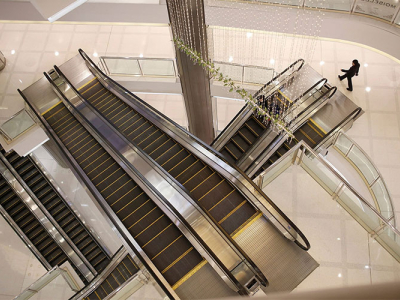 Escalator in shopping center